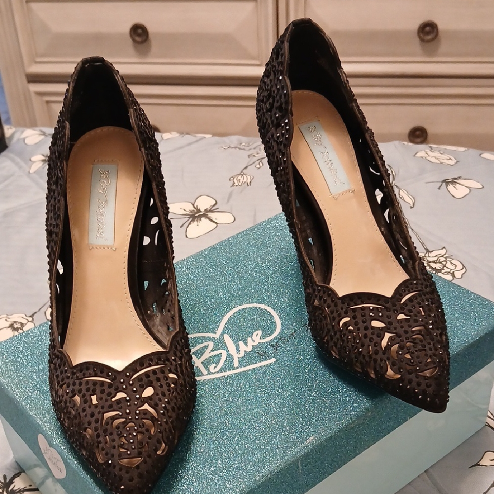Betsey Johnson Black Cutout Heels
